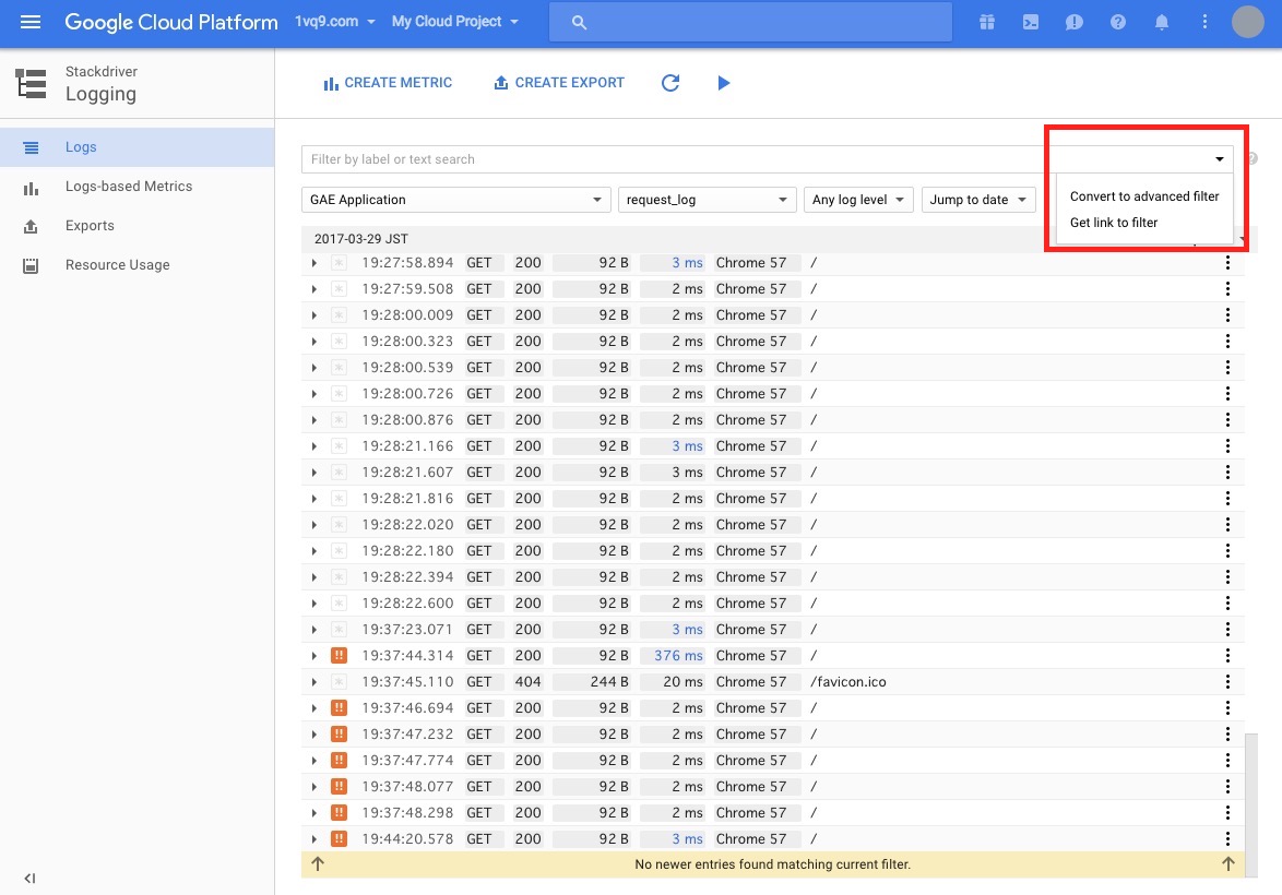 Stackdriver Logging ログビューワー